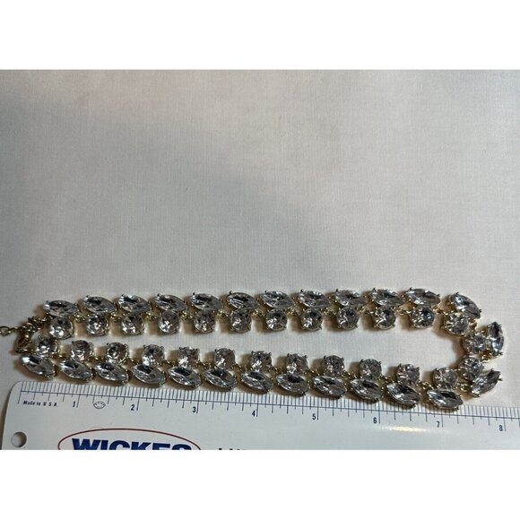 VTG Necklace Clear Crystal Glass Rhinestones Faceted Marquise Round Adjustable - Picture 6 of 6